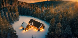 Snowy aerial estate